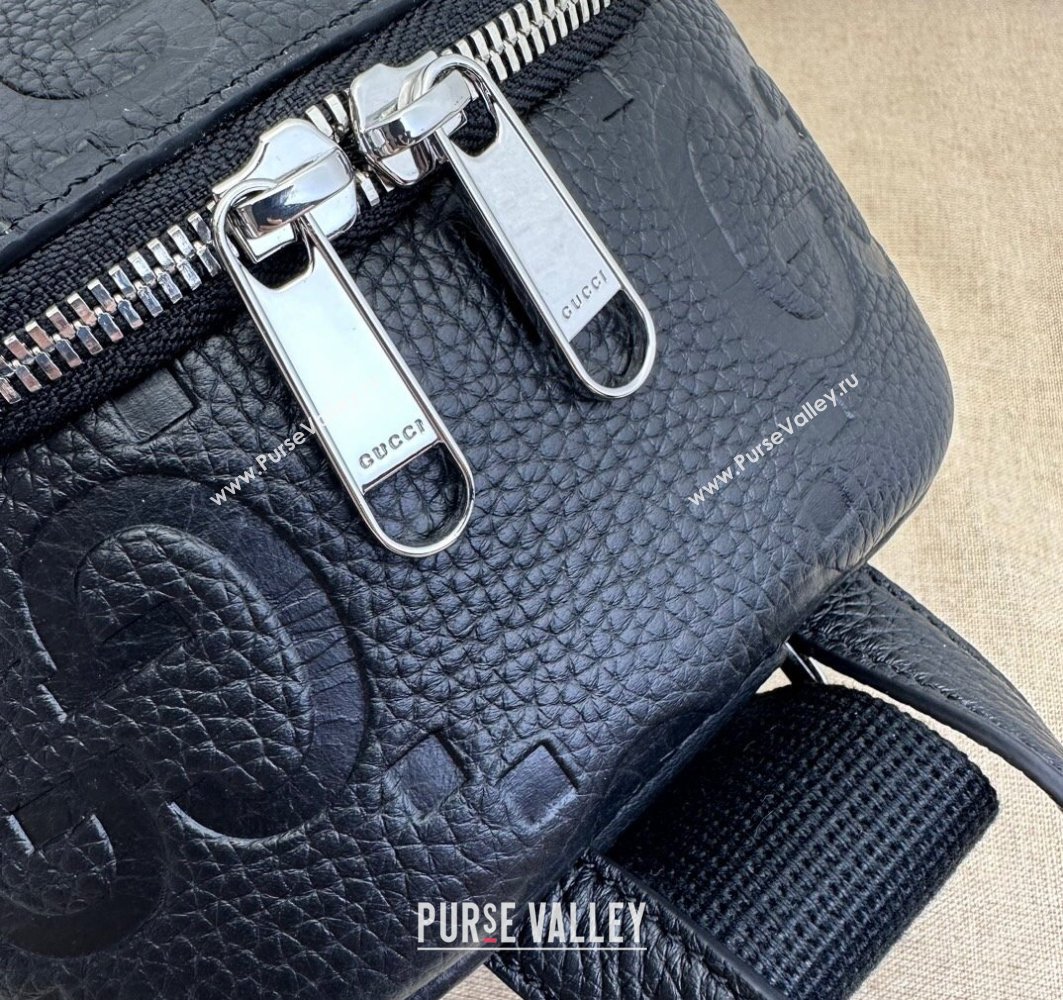 Gucci Jumbo GG Leather crossbody bag 766937 Black (dlh-23122225)