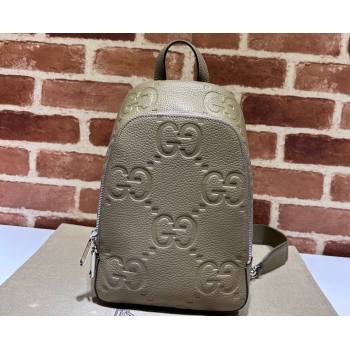 Gucci Jumbo GG Leather crossbody bag 766937 Gray (dlh-23122227)
