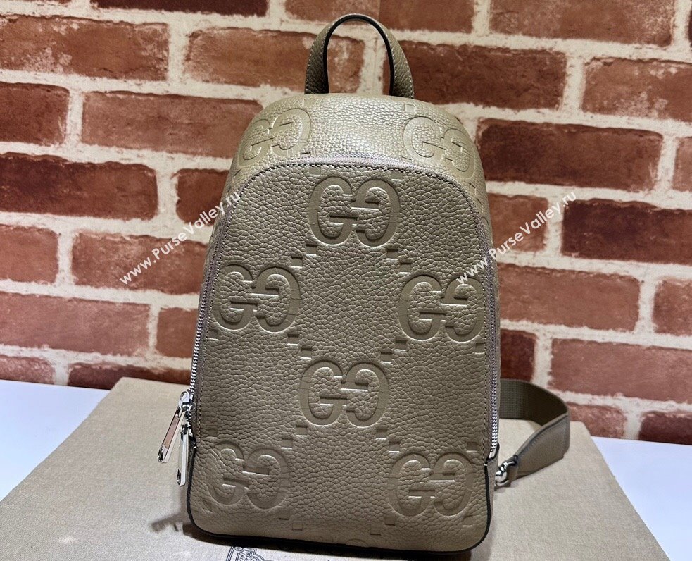 Gucci Jumbo GG Leather crossbody bag 766937 Gray (dlh-23122227)
