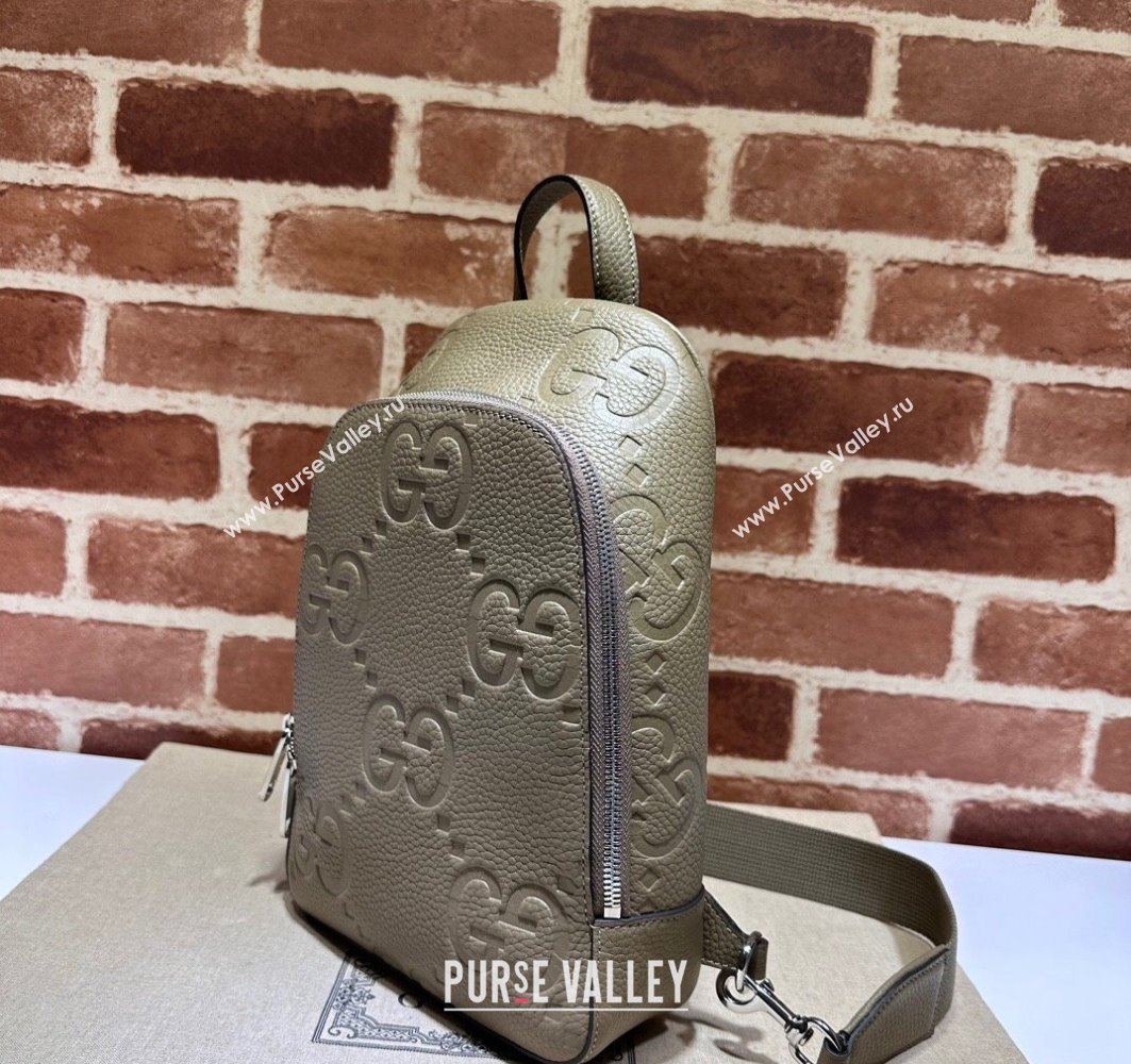 Gucci Jumbo GG Leather crossbody bag 766937 Gray (dlh-23122227)