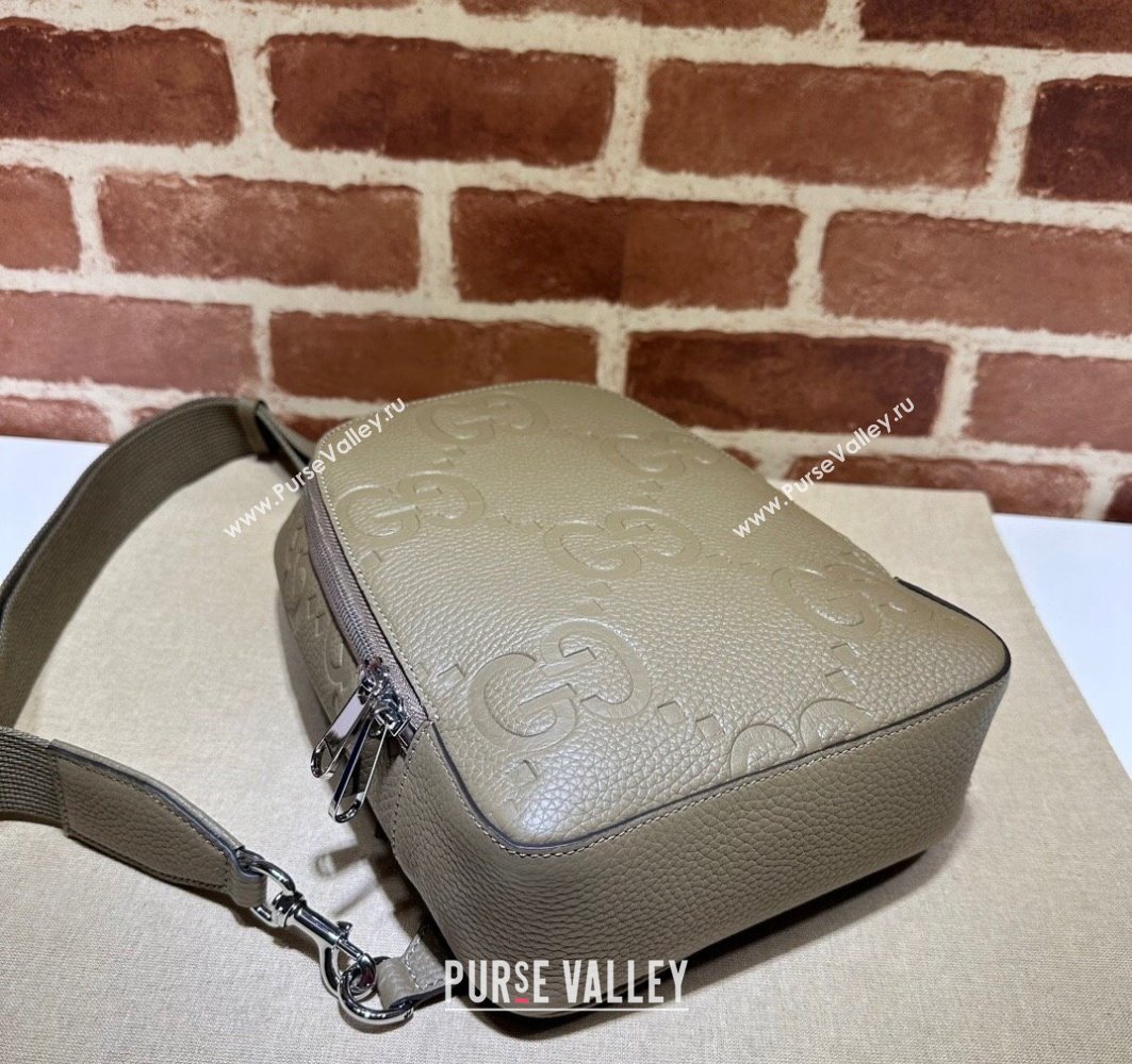 Gucci Jumbo GG Leather crossbody bag 766937 Gray (dlh-23122227)