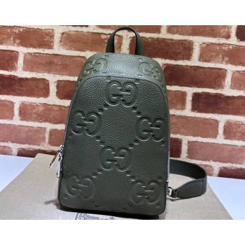 Gucci Jumbo GG Leather crossbody bag 766937 Green (dlh-23122226)