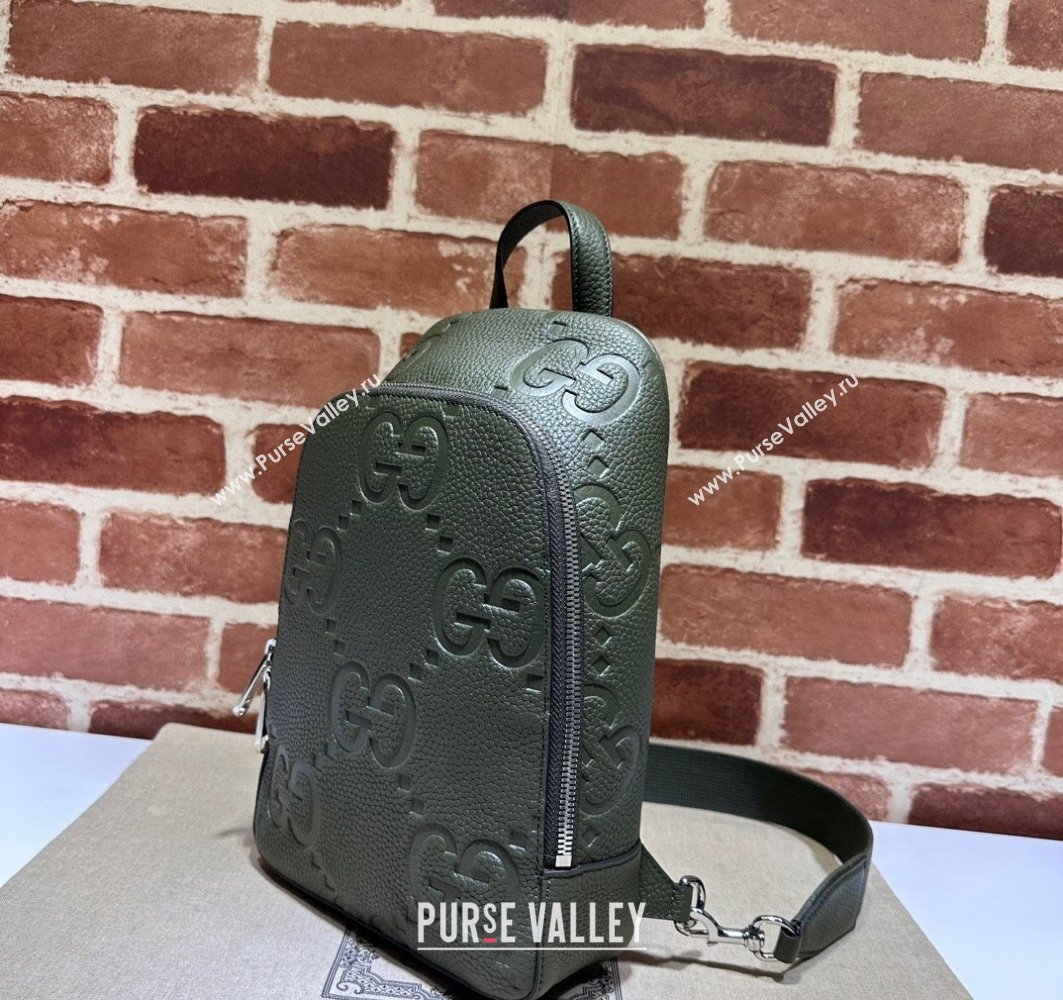 Gucci Jumbo GG Leather crossbody bag 766937 Green (dlh-23122226)