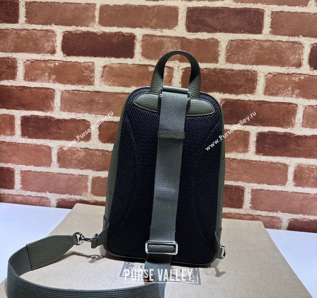 Gucci Jumbo GG Leather crossbody bag 766937 Green (dlh-23122226)