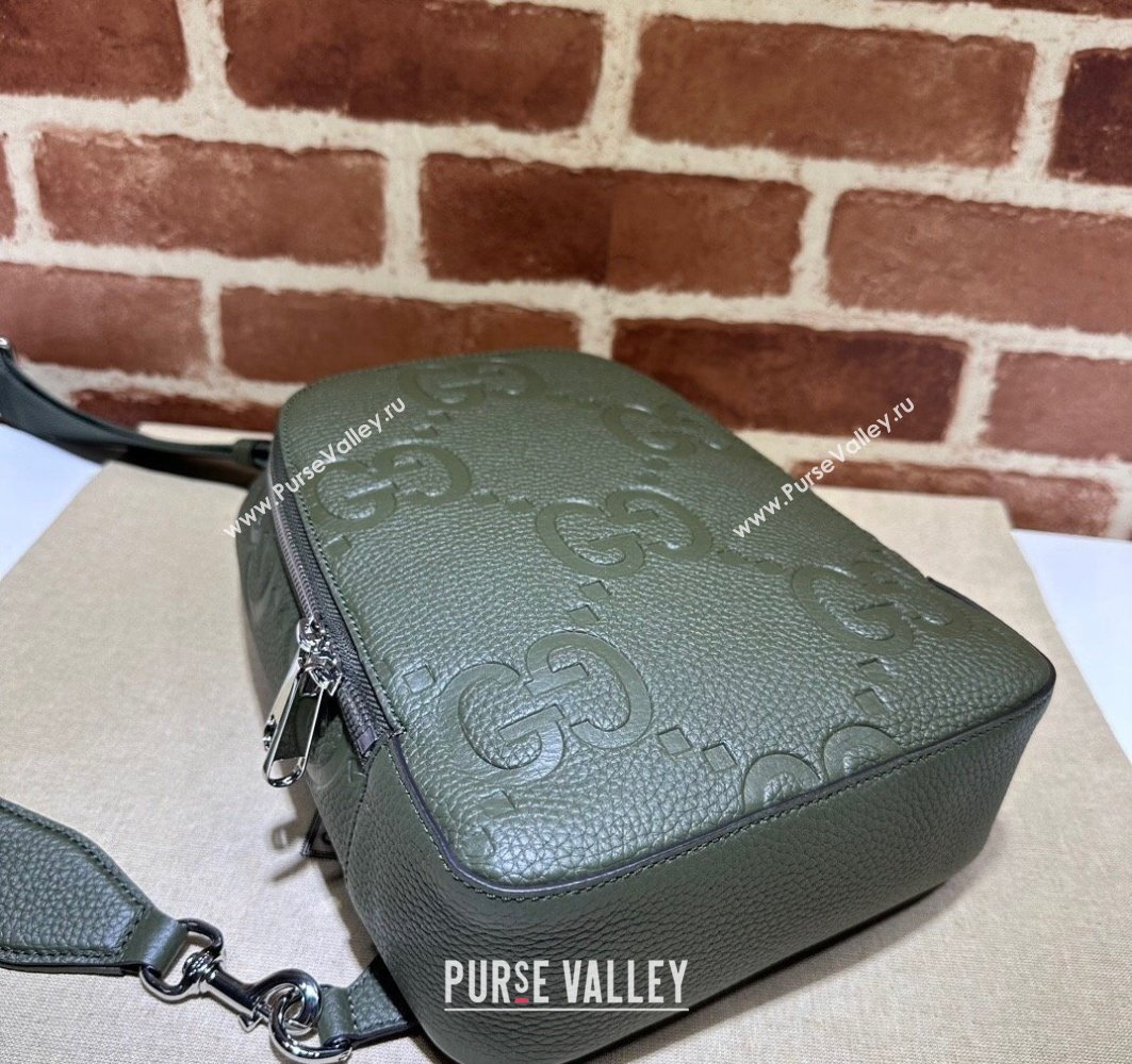 Gucci Jumbo GG Leather crossbody bag 766937 Green (dlh-23122226)
