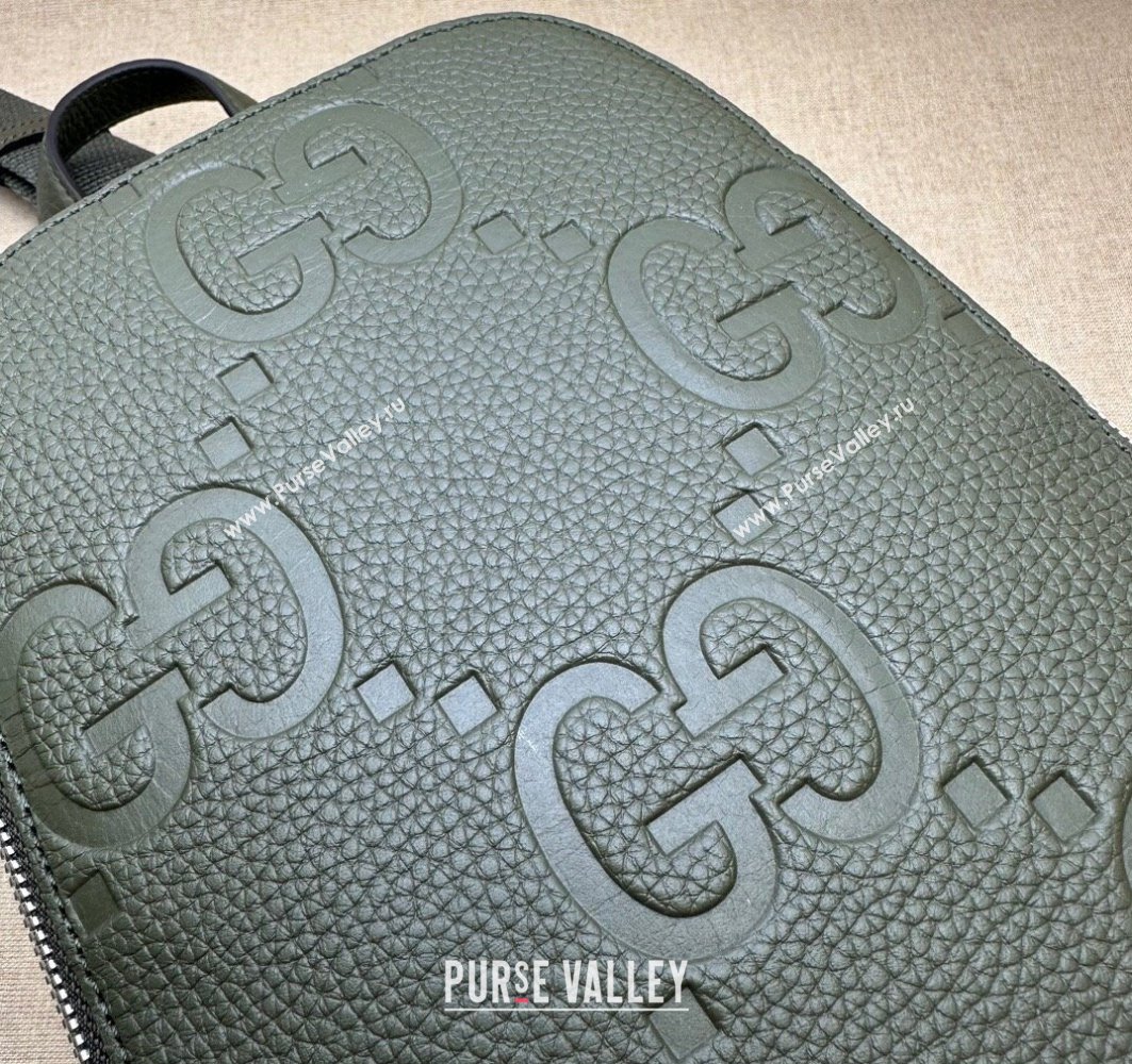 Gucci Jumbo GG Leather crossbody bag 766937 Green (dlh-23122226)