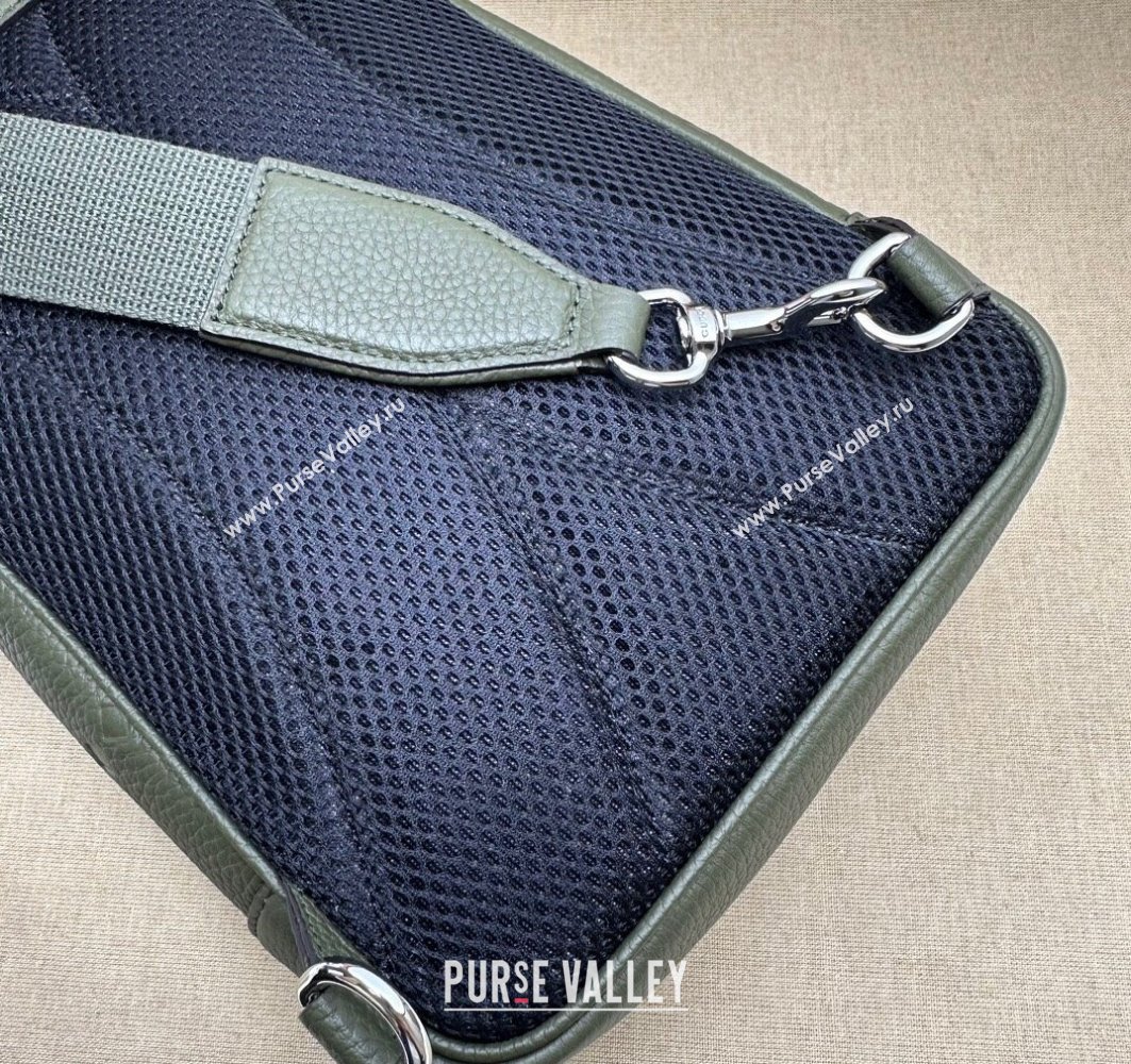 Gucci Jumbo GG Leather crossbody bag 766937 Green (dlh-23122226)