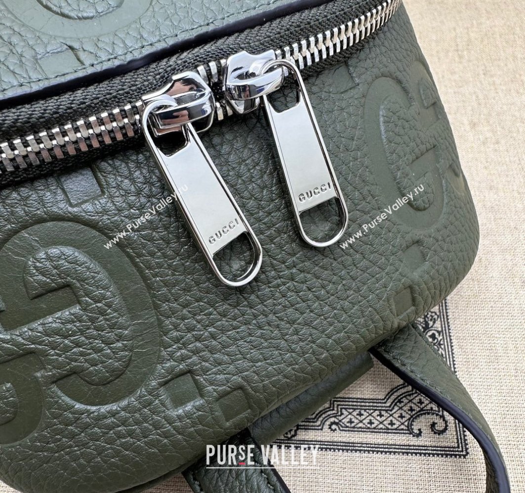 Gucci Jumbo GG Leather crossbody bag 766937 Green (dlh-23122226)