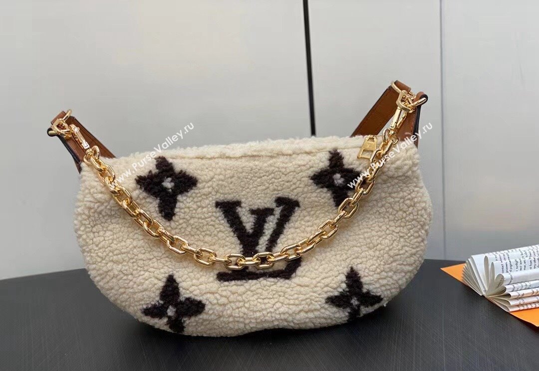Louis Vuitton Shearling Over The Moon Bag M23321 LV Ski Cream/Brown 2024 (kiki-23122312)