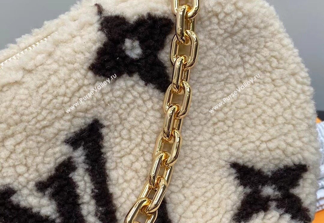 Louis Vuitton Shearling Over The Moon Bag M23321 LV Ski Cream/Brown 2024 (kiki-23122312)
