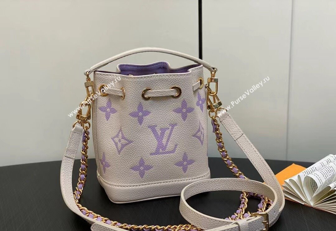 Louis Vuitton Monogram Empreinte leather Nano Noé Bag M82933 creamy/Purple 2024 (kiki-23122319)