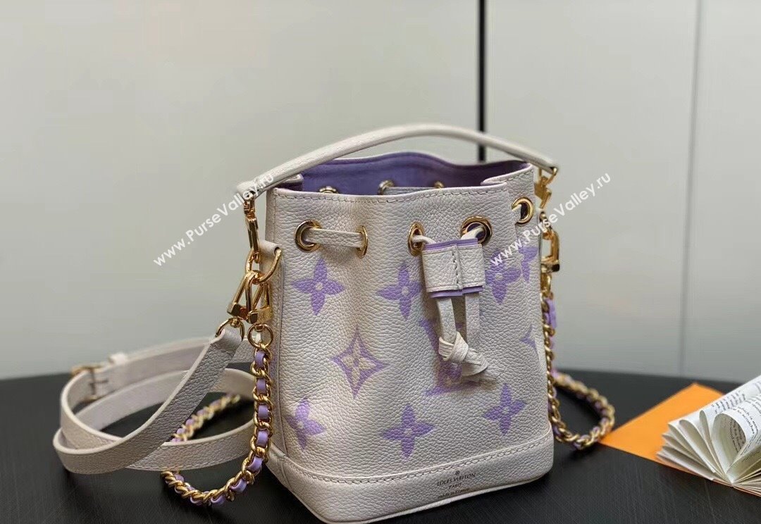 Louis Vuitton Monogram Empreinte leather Nano Noé Bag M82933 creamy/Purple 2024 (kiki-23122319)