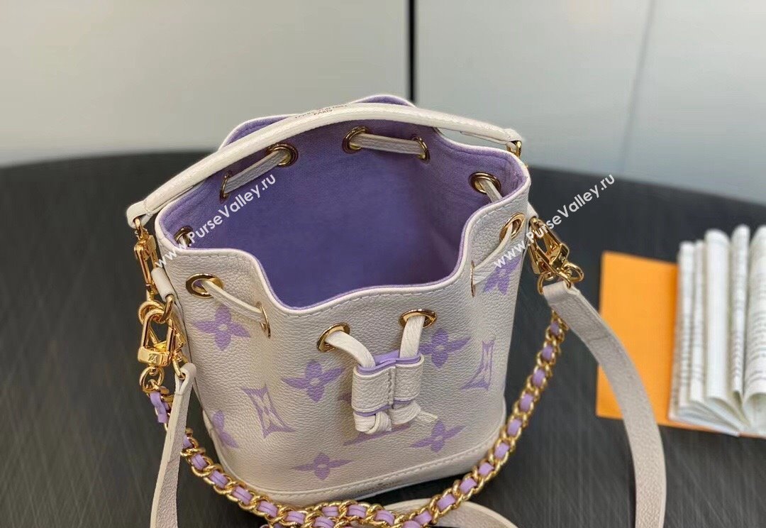 Louis Vuitton Monogram Empreinte leather Nano Noé Bag M82933 creamy/Purple 2024 (kiki-23122319)
