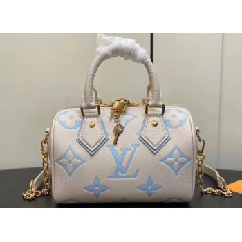 Louis Vuitton Monogram Empreinte leather Speedy Bandoulière 20 Bag M46397 creamy/Blue 2024 (kiki-23122318)