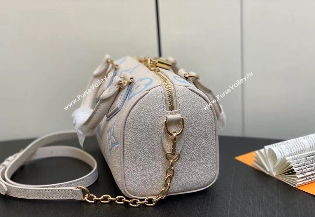 Louis Vuitton Monogram Empreinte leather Speedy Bandoulière 20 Bag M46397 creamy/Blue 2024 (kiki-23122318)