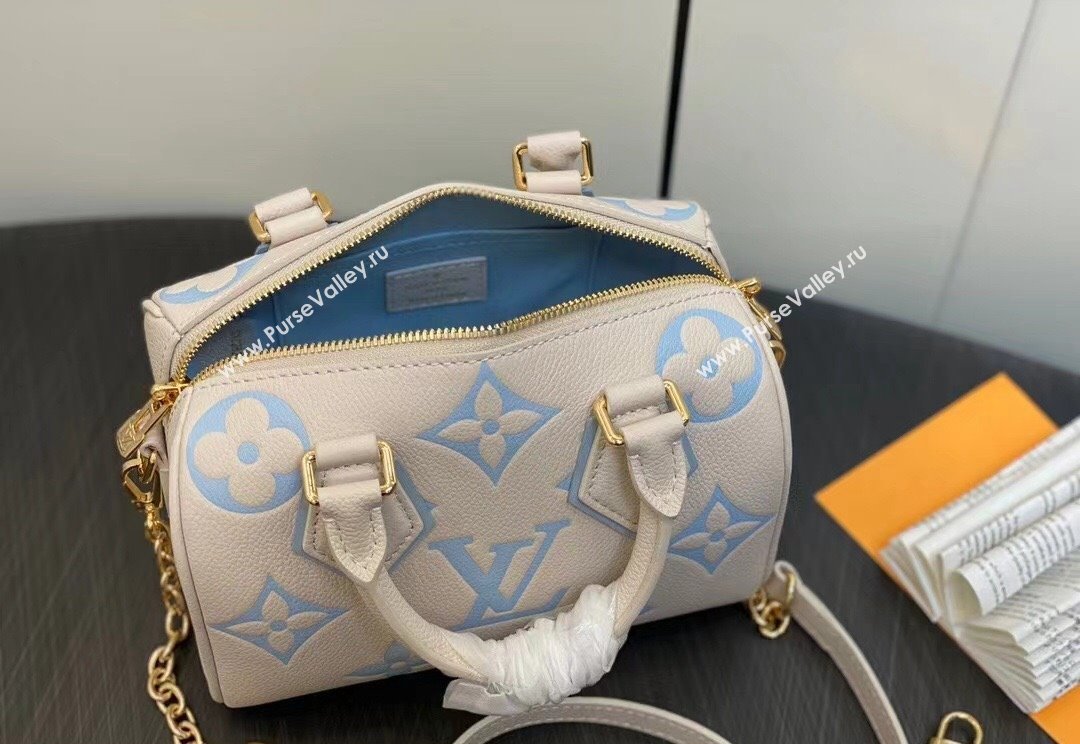 Louis Vuitton Monogram Empreinte leather Speedy Bandoulière 20 Bag M46397 creamy/Blue 2024 (kiki-23122318)