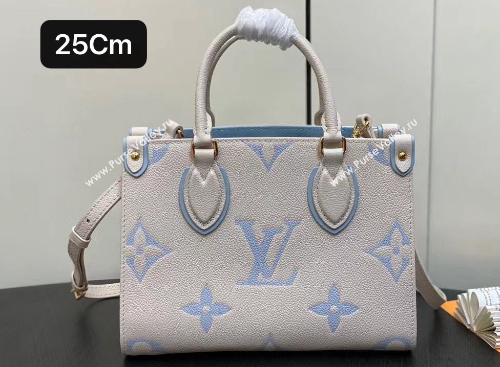 Louis Vuitton Monogram Empreinte leather OnTheGo PM Bag M45653 creamy/Blue 2024 (kiki-23122317)
