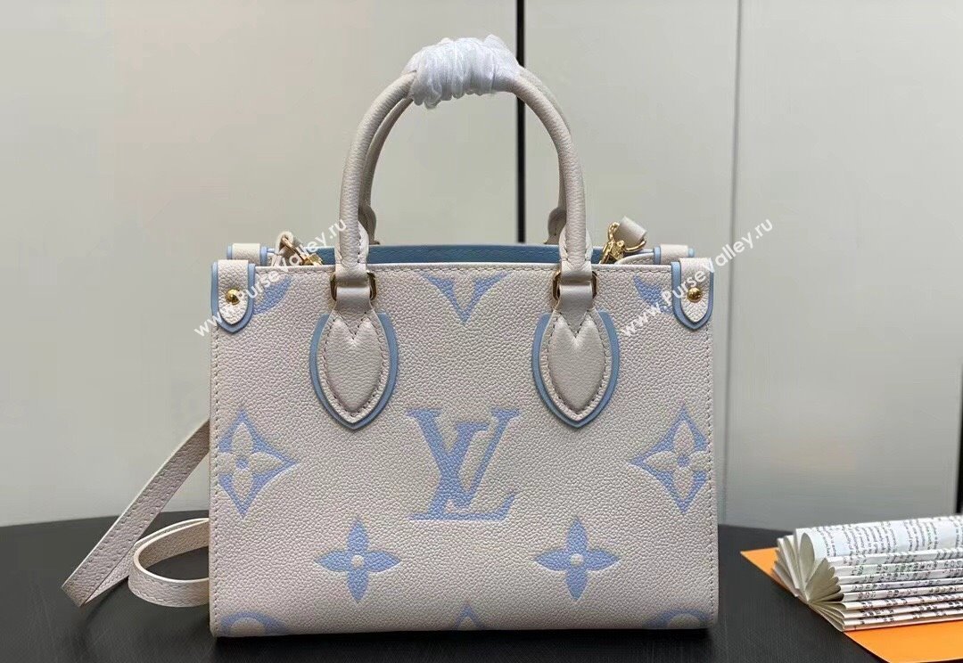Louis Vuitton Monogram Empreinte leather OnTheGo PM Bag M45653 creamy/Blue 2024 (kiki-23122317)