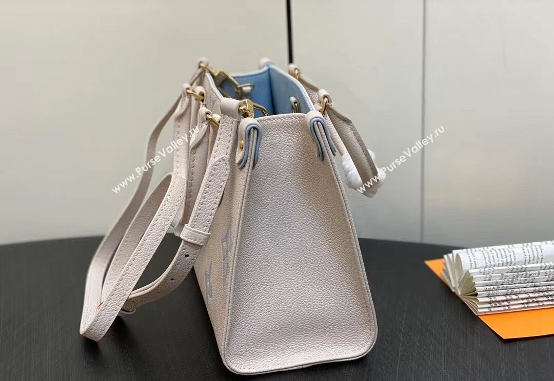 Louis Vuitton Monogram Empreinte leather OnTheGo PM Bag M45653 creamy/Blue 2024 (kiki-23122317)
