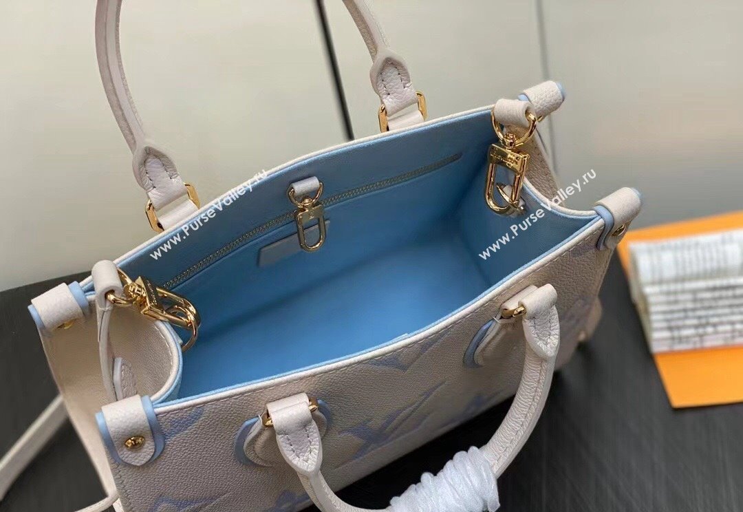 Louis Vuitton Monogram Empreinte leather OnTheGo PM Bag M45653 creamy/Blue 2024 (kiki-23122317)