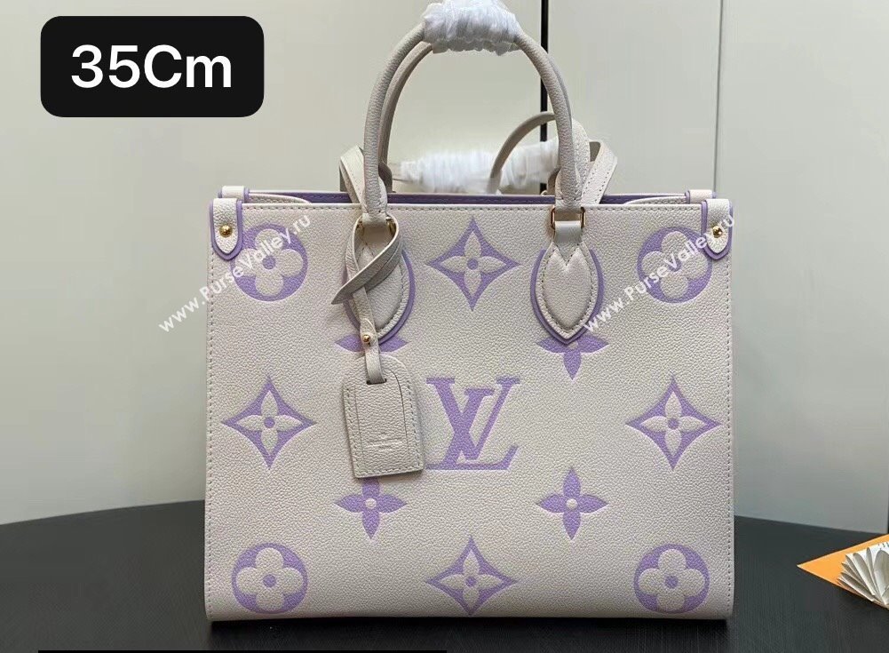 Louis Vuitton Monogram Empreinte leather OnTheGo MM Bag M23937 creamy/Purple 2024 (kiki-23122316)