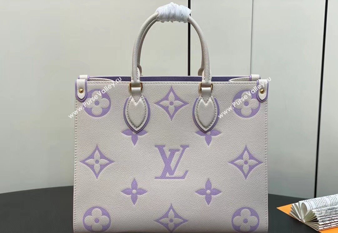 Louis Vuitton Monogram Empreinte leather OnTheGo MM Bag M23937 creamy/Purple 2024 (kiki-23122316)