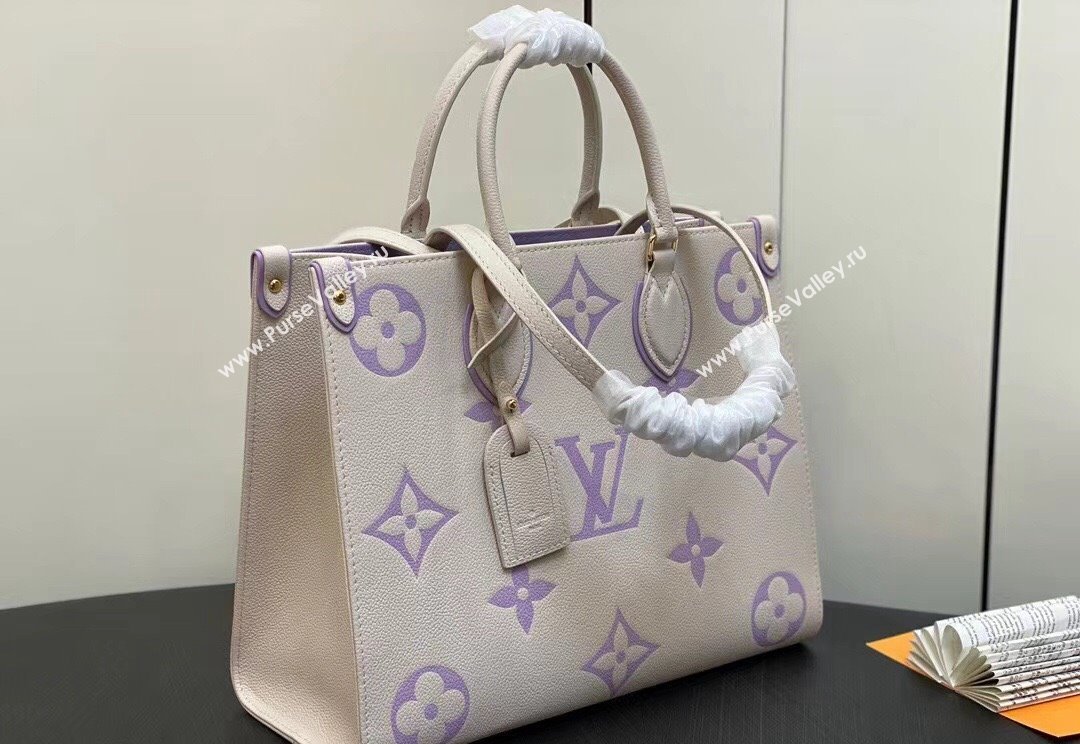 Louis Vuitton Monogram Empreinte leather OnTheGo MM Bag M23937 creamy/Purple 2024 (kiki-23122316)