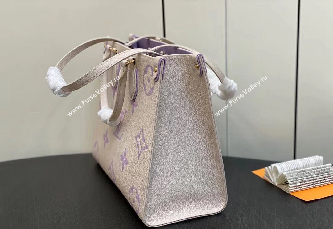 Louis Vuitton Monogram Empreinte leather OnTheGo MM Bag M23937 creamy/Purple 2024 (kiki-23122316)