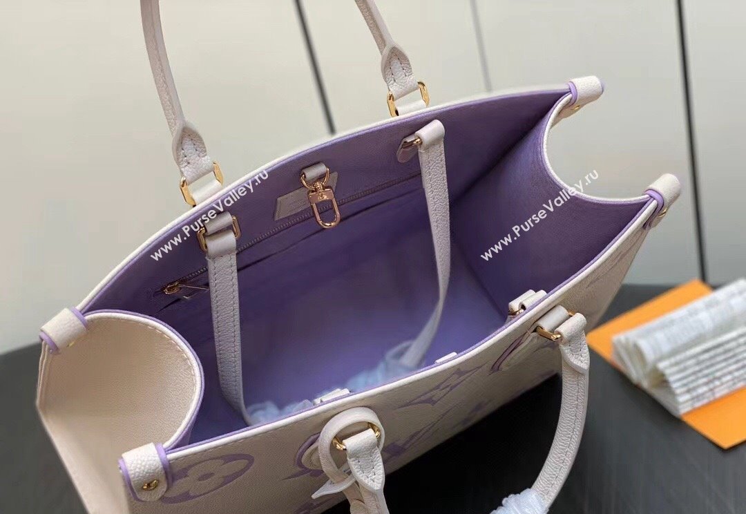 Louis Vuitton Monogram Empreinte leather OnTheGo MM Bag M23937 creamy/Purple 2024 (kiki-23122316)
