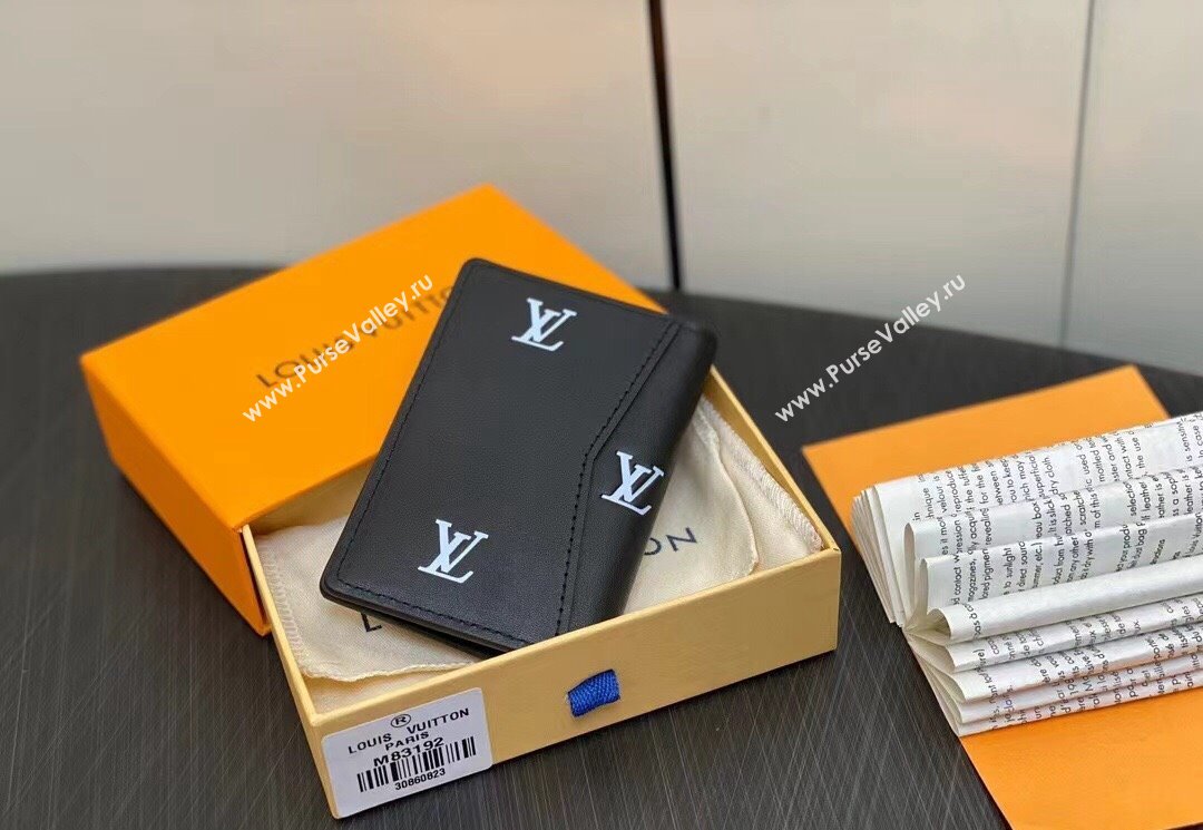 Louis Vuitton Leather Pocket Organizer LV Blason M83192 Black (kiki-23122567)