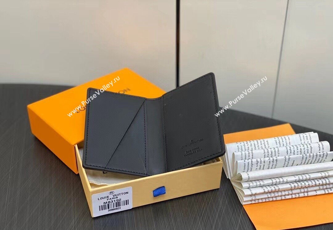 Louis Vuitton Leather Pocket Organizer LV Blason M83192 Black (kiki-23122567)