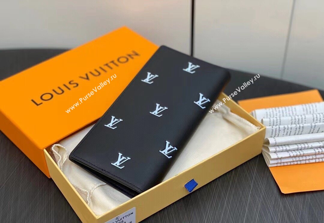 Louis Vuitton Leather Brazza Wallet LV Blason M83190 Black (kiki-23122566)