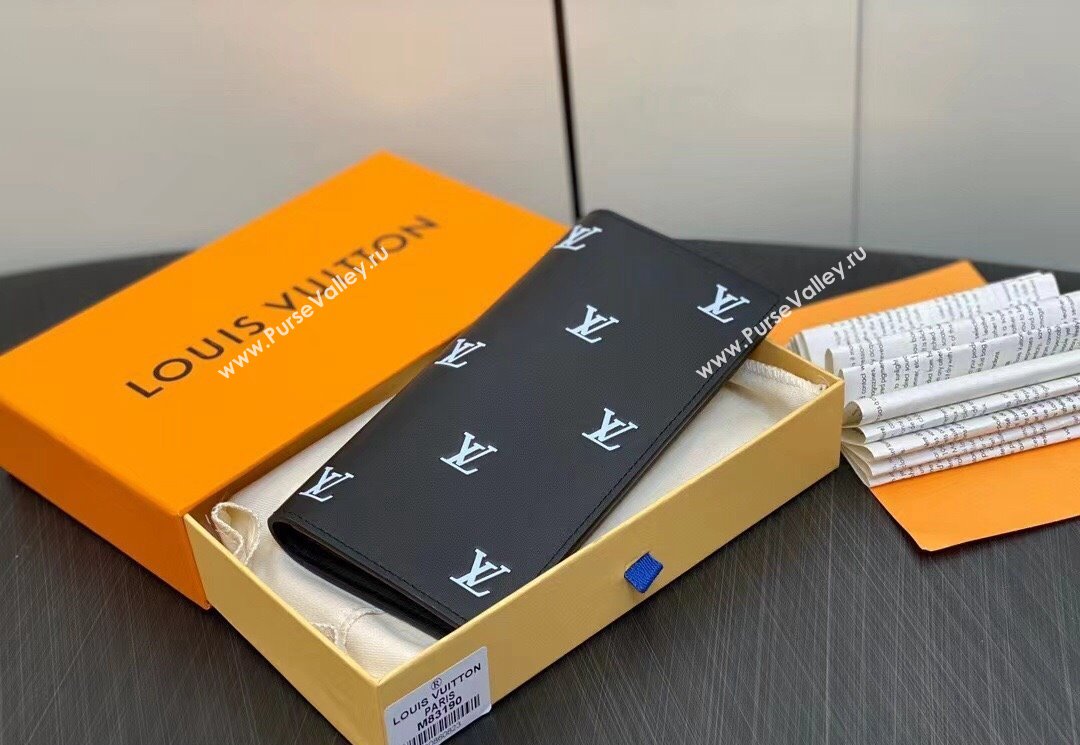 Louis Vuitton Leather Brazza Wallet LV Blason M83190 Black (kiki-23122566)