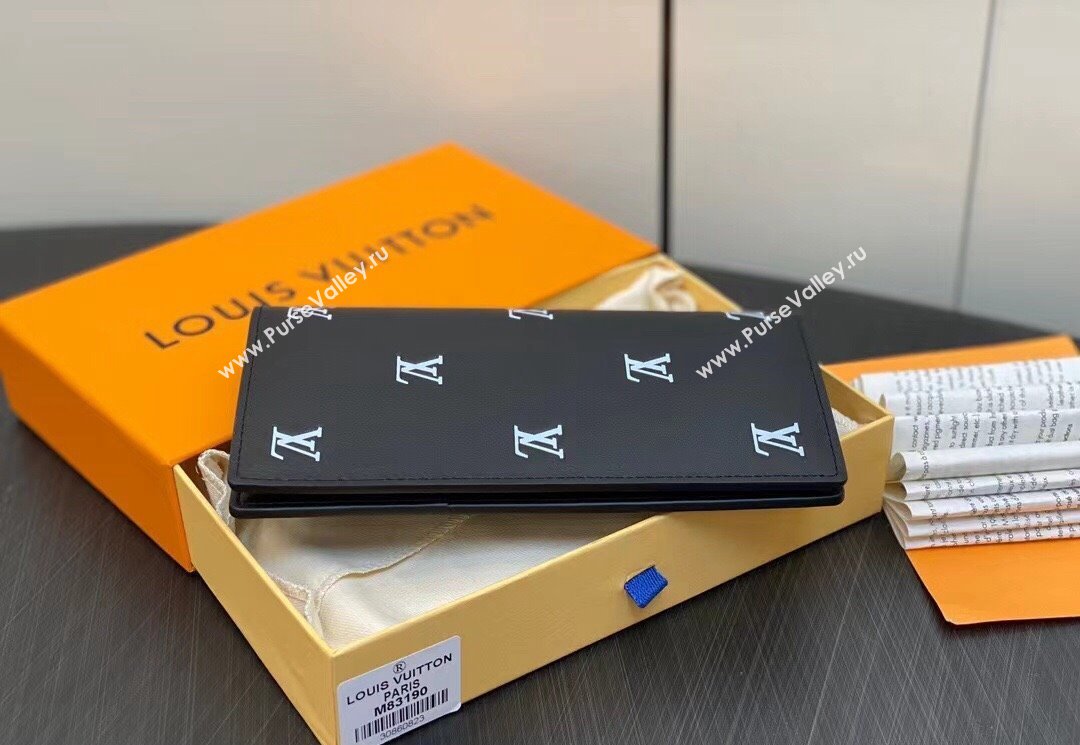 Louis Vuitton Leather Brazza Wallet LV Blason M83190 Black (kiki-23122566)