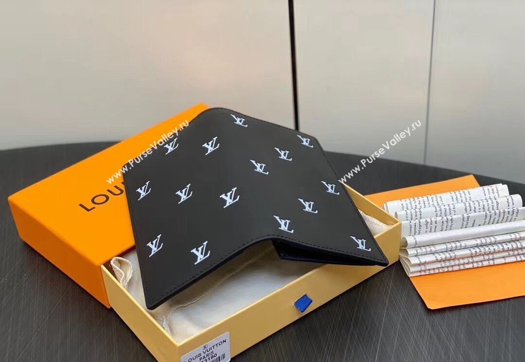 Louis Vuitton Leather Brazza Wallet LV Blason M83190 Black (kiki-23122566)