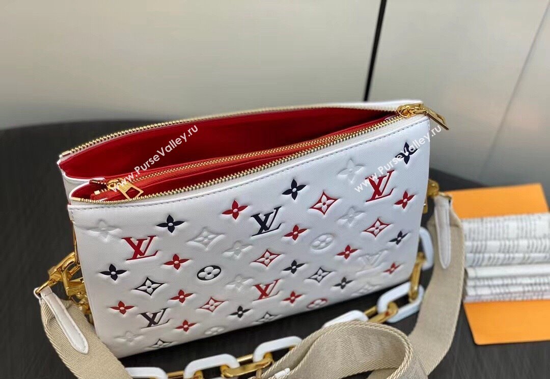 Louis Vuitton Lambskin Coussin PM Bag M23466 White 2024 (kiki-23122313)