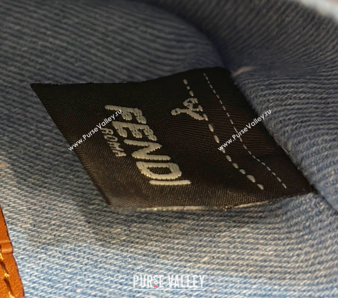 Fendi Mini Baguette bag in Denim Blue with FF embroidery (chaoliu-23122617)