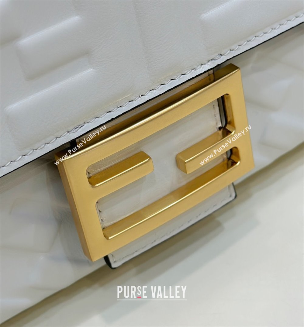Fendi Nappa Leather Medium Baguette Bag White (chaoliu-23122620)