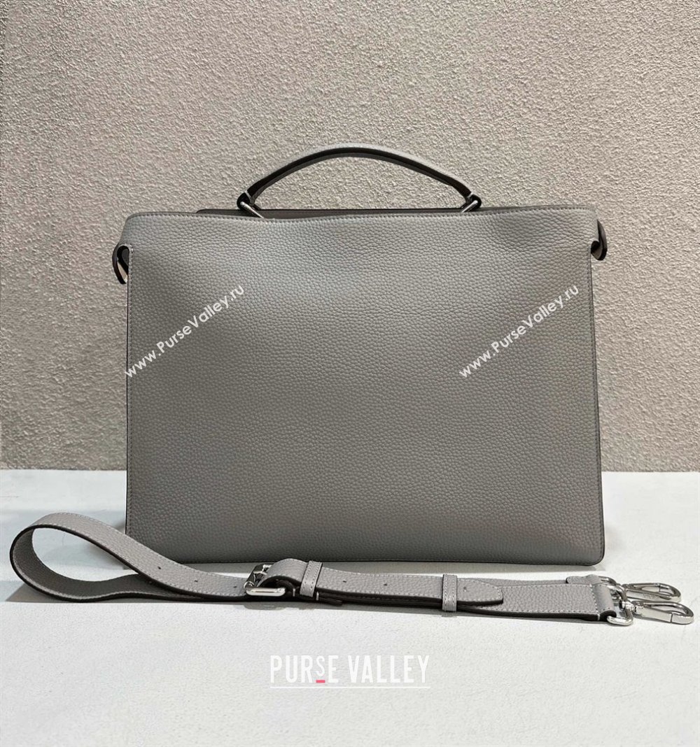 Fendi Peekaboo Iseeu Medium Bag in Selleria Leather 7VA529 Gray/White (chaoliu-23122731)