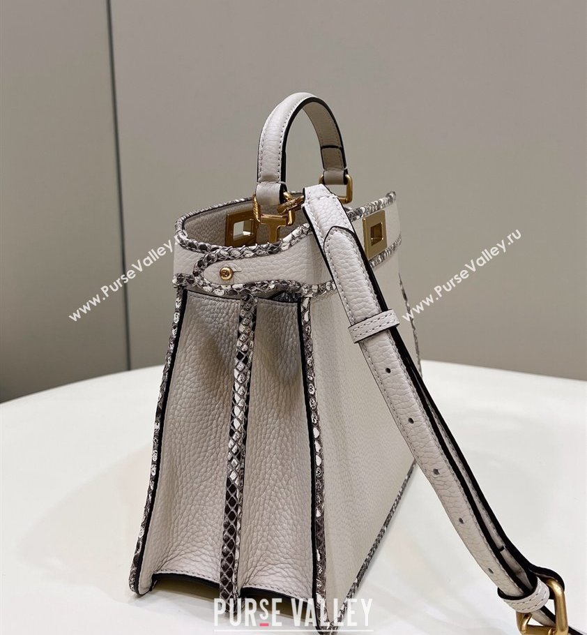 Fendi Peekaboo ISEEU Small Bag White Calfskin/Python Edge (chaoliu-23122709)