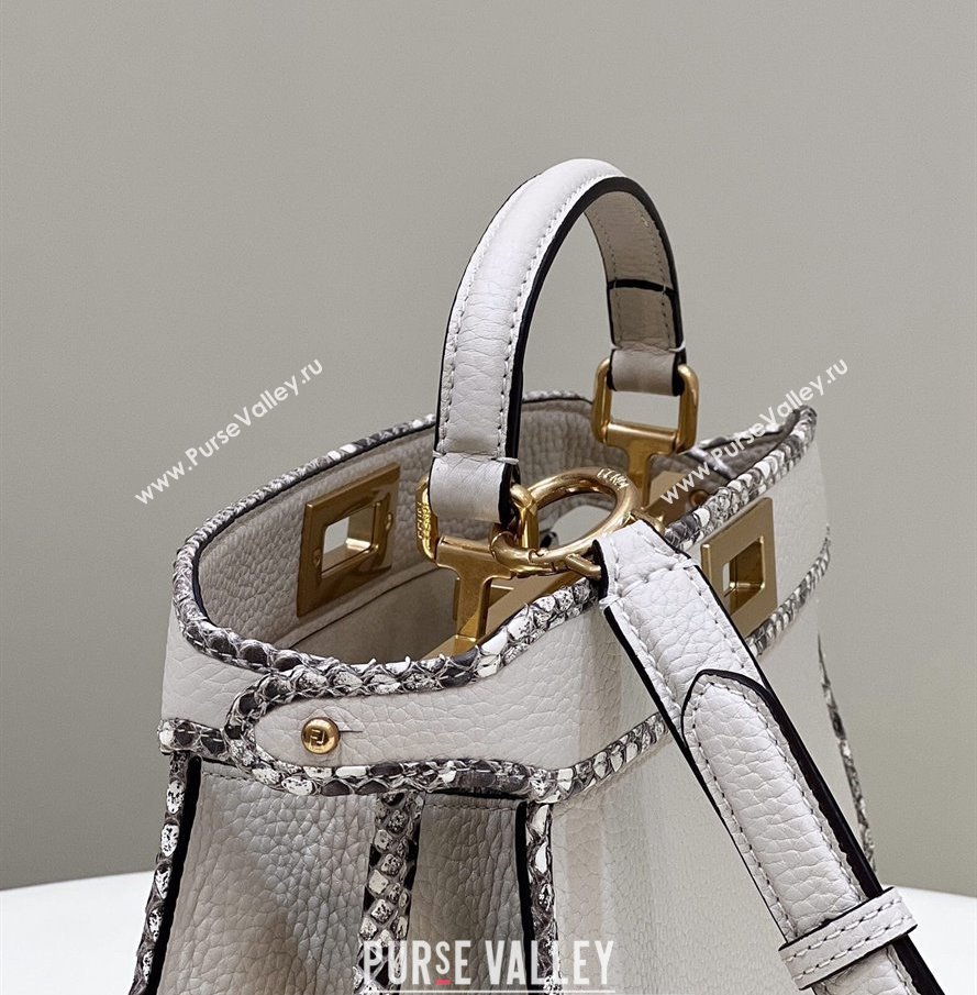 Fendi Peekaboo ISEEU Small Bag White Calfskin/Python Edge (chaoliu-23122709)