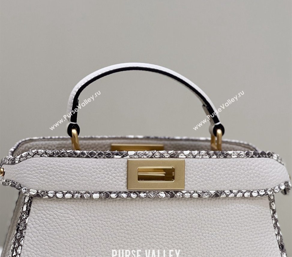 Fendi Peekaboo ISEEU Small Bag White Calfskin/Python Edge (chaoliu-23122709)