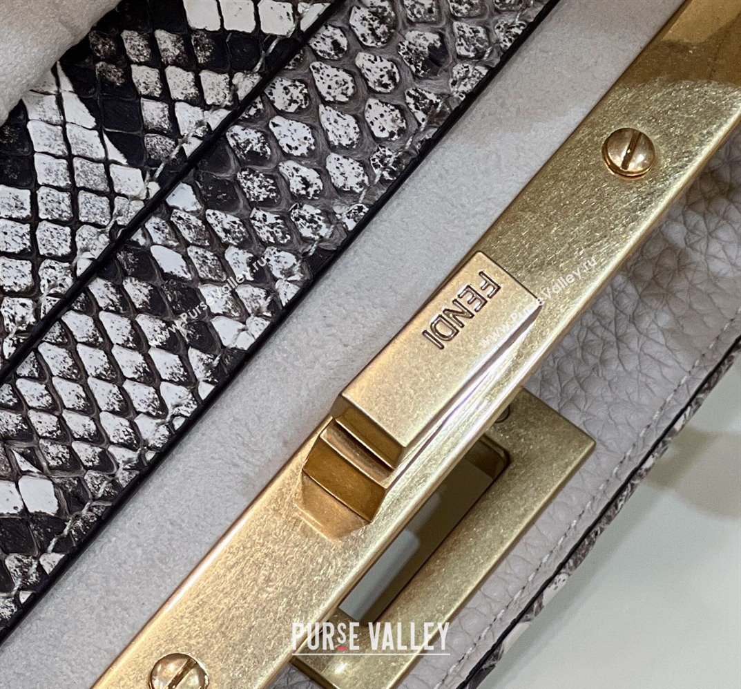 Fendi Peekaboo ISEEU Small Bag White Calfskin/Python Edge (chaoliu-23122709)
