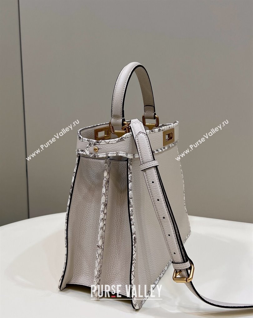 Fendi Peekaboo ISEEU Medium Bag White Calfskin/Python Edge (chaoliu-23122707)