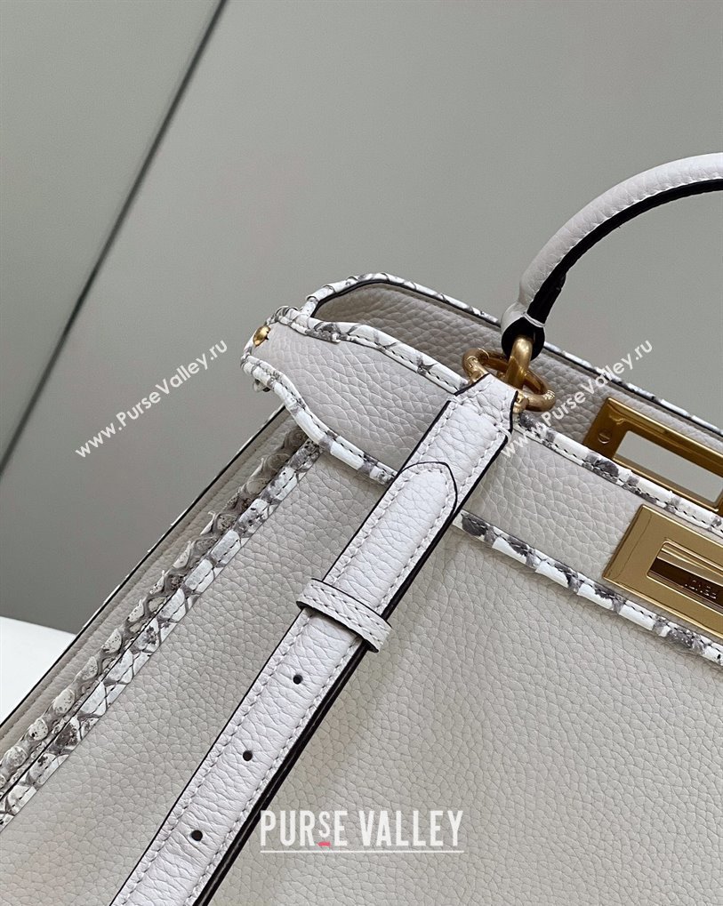 Fendi Peekaboo ISEEU Medium Bag White Calfskin/Python Edge (chaoliu-23122707)