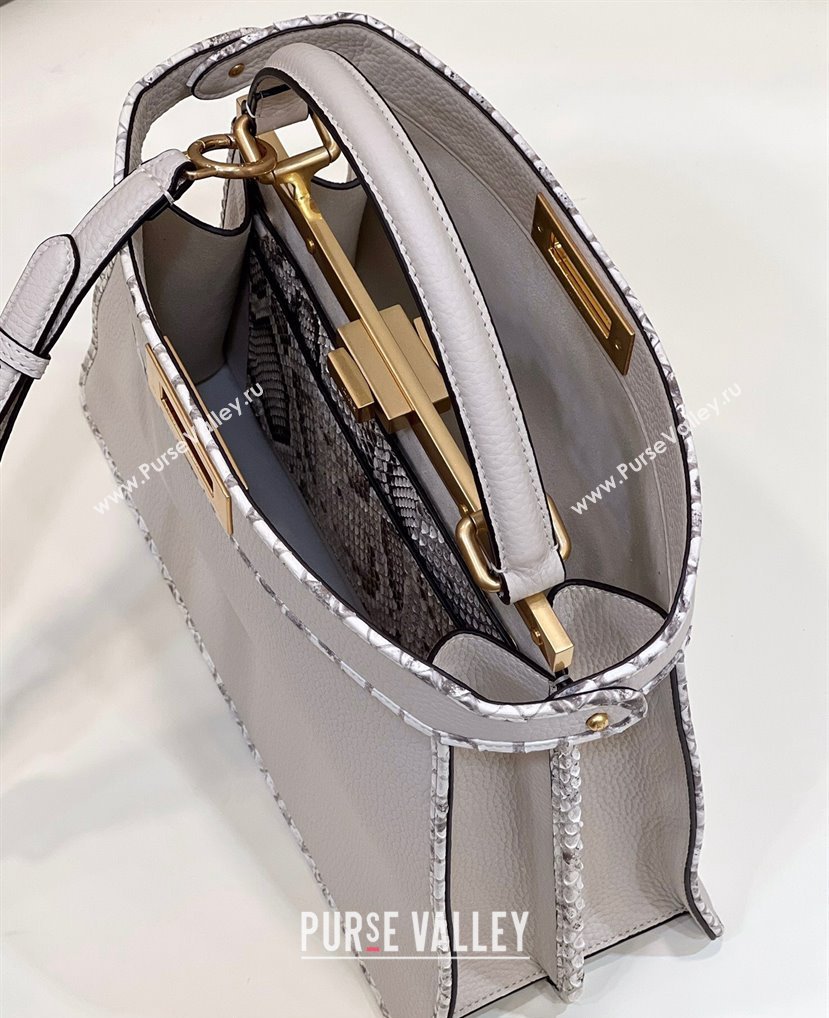 Fendi Peekaboo ISEEU Medium Bag White Calfskin/Python Edge (chaoliu-23122707)