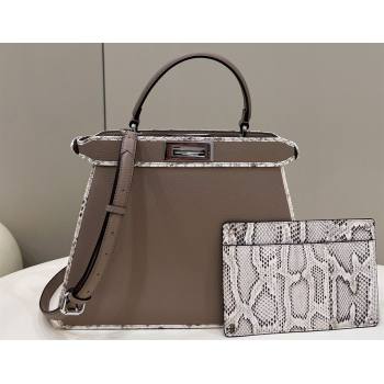 Fendi Peekaboo ISEEU Medium Bag Gray Calfskin/Python Edge (chaoliu-23122708)