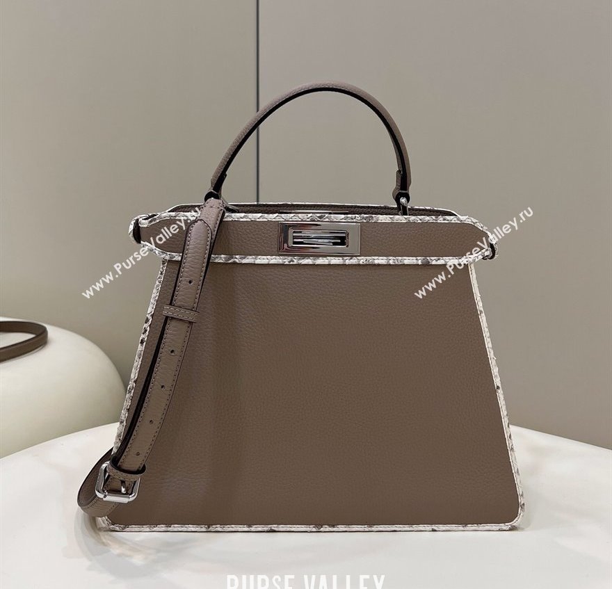Fendi Peekaboo ISEEU Medium Bag Gray Calfskin/Python Edge (chaoliu-23122708)