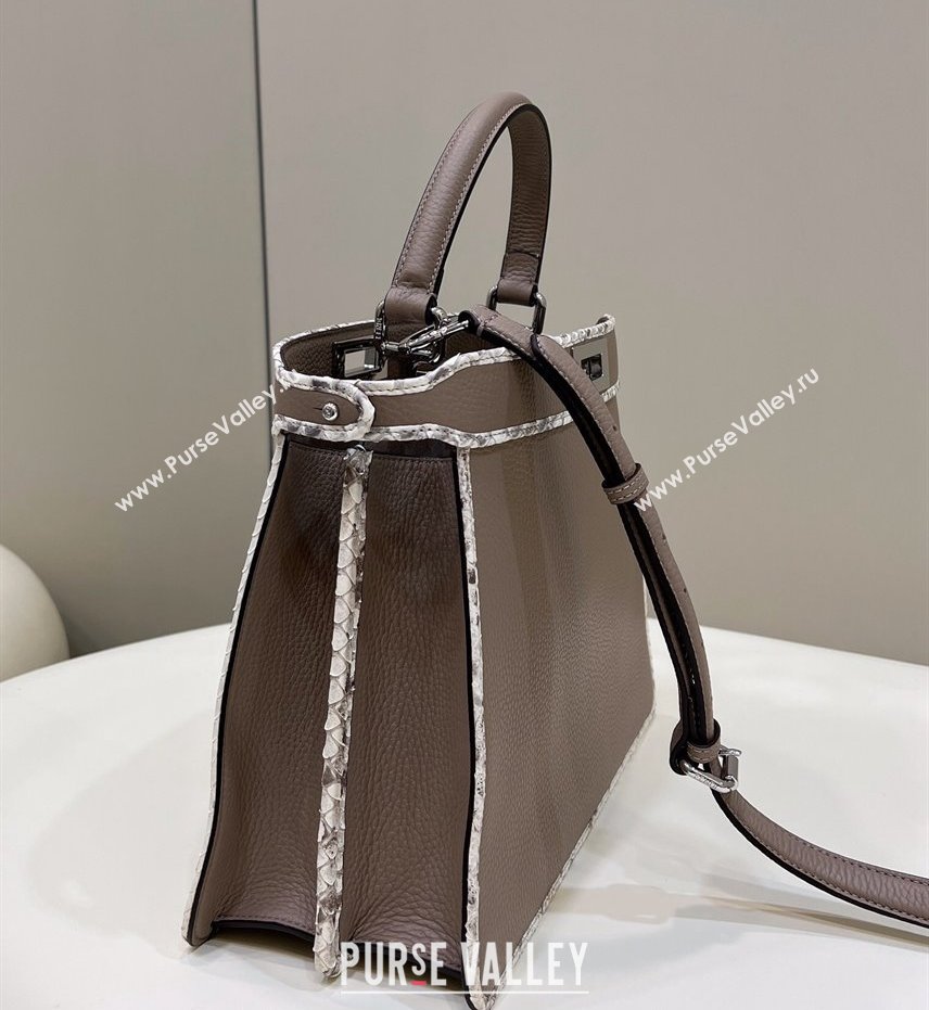 Fendi Peekaboo ISEEU Medium Bag Gray Calfskin/Python Edge (chaoliu-23122708)