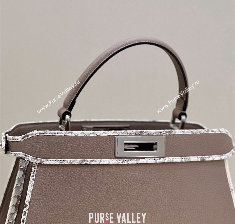 Fendi Peekaboo ISEEU Medium Bag Gray Calfskin/Python Edge (chaoliu-23122708)